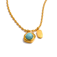 JINYOU-Collier avec pendentif en pierre naturelle 5376 chic et exclusif en acier inoxydable, bijoux pour femmes