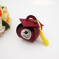 Boîte à bonbons en forme de toque de graduation avec pompon, boîte à snacks, décoration de fête de remise des diplômes, cadeaux de fête