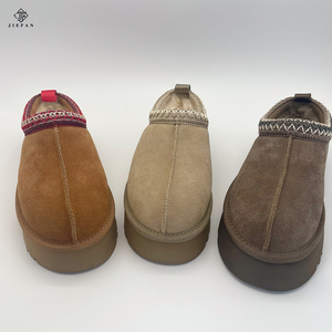 Bottines d'hiver rétro pour femmes avec caractéristique imperméable doux bout rond semelle épaisse plate-forme chaussures en coton chaud pour pantoufles - Product Image 6