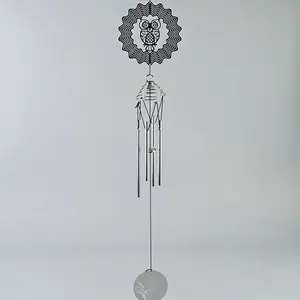 Pendentif suspendu 3D fleur métal miroir rotatif carillons éoliens éloigner les oiseaux brillant Spinner spirale décoration pour cour porche jardin