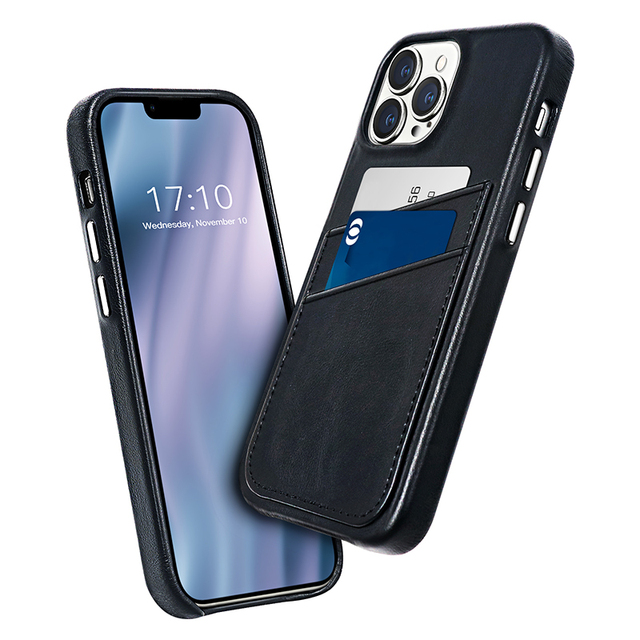 Vintage Phone Cases Genuine Leather Back Cover With Card Slot for iPhone 13 Pro Max
