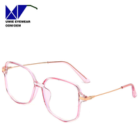 Monture optique polygonale personnalisée OEM en TR90 et métal, anti-lumière bleue, pour adultes unisexes, taille 53-18-144, 10+ ans d'expérience