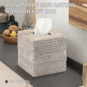 Square Mini Woven Eco-Friendly Multifunction Handmade Rattan Storage <b>Baskets</b> for Food and <b>Gifts</b> - Product Image 2