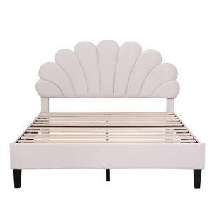 Soft Style Flower Pattern Velvet Upholstered <b>Platform</b> <b>Bed</b> <b>with</b> <b>Storage</b> Headboard Bedroom Furniture for Living Room - Product Image 4