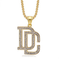Kalung Liontin DC Bertabur Berlian CZ Personalisasi untuk Rapper, Bahan Stainless Steel PVD, Perhiasan Fashion Pria, Grosir