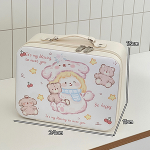 Schattig handzaam etui met spiegel, grote capaciteit, luxe uitstraling, draagbaar voor reisverpakkingen en opslag van huidverzorgingsproducten - Product Image 3