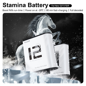 Telesin hiệu suất cao có thể sạc lại sức chịu đựng nhanh chóng sạc pin lithium cho GoPro anh hùng 9/10/11/12 Cameras -- Go Pro Pin - Product Image 2