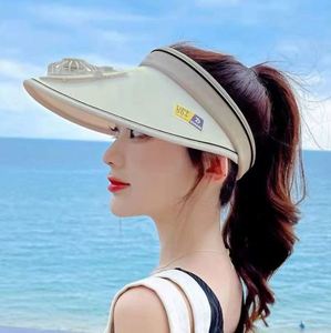 Women's Acrylic Multi-Panel Sporty Anti-Ultraviolet Rechargeable Fan <b>Hat</b> <b>Summer</b> Outdoor Sunscreen Sunshade Big Eave Casual Top - Product Image 3