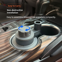 Table de console centrale rotative à 360° personnalisée pour voiture, avec trois plateaux pliables et grand miroir, idéale comme table à manger