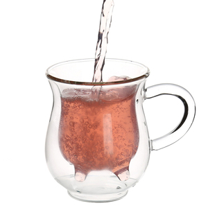 Copo de Vidro Borossilicato de Parede Dupla Portátil de 230ml com Design de Bezerro Fofo, Isolado e Resistente ao Calor para Café, Leite e Creme - Product Image 1