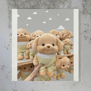 Jouets en peluche chiens Poodle à quatre membres articulés, en coton PP, série Golden Retriever, figurines familiales, série fille et bébé, Calico Stress - Product Image 3