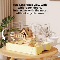 Grande cage à hamster en bois et acrylique transparent avec plateforme pour maison chaude d'hiver pour hamster syrien nain