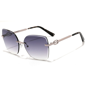 Rimless Rectangle Sunglasses Green Lenses UV400 Protection Unisex Adult Style - Product Image 6