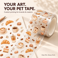 Rouleau d'autocollants en PET brillant personnalisé pour café, latte art, journal créatif et fournitures d'artisanat