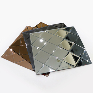 Carreaux de <span class=keywords><strong>miroir</strong></span> en verre gris <span class=keywords><strong>fumé</strong></span> à bords biseautés rectangulaires pour mur de fond de bar - Product Image 4