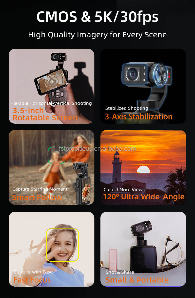 ORDRO M5 5K Video Camera, Vlogging Camera, 3-Axis Gimbal Stabilization