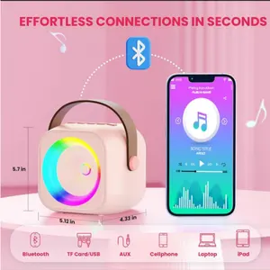 ホームパーティー結婚式の教会のピクニックのための屋外ポータブルカラオケライトエフェクトワイヤレスマイクスピーカーHiFiステレオサウンド