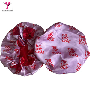 MUYANG New product Satin Circle <b>Bonnet</b> With Drawstrings Printed Design Fashion Sleep Hat For Women Home Use - Product Image 3