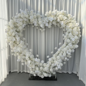 D-FHA034 mariage coeur fleur arc artificiel blanc forme de coeur fleur arc toile de fond amour coeur envelopper autour de fleur arc décor - Product Image 1