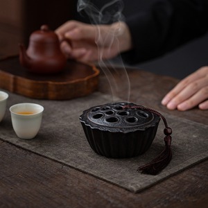 MSH Black Ceramic Lotus Pod Quemador de incienso hueco Agarwood Quemador de incienso para oficina - Product Image 4