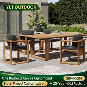 Nordic Outdoor <strong>Teak</strong> <strong>Table</strong> and Chair Set Hotel Terrace <strong>Dining</strong> <strong>Teak</strong> Chairs Resort Pastoral Weather Resistant Garden Furniture Set - Product Image 1