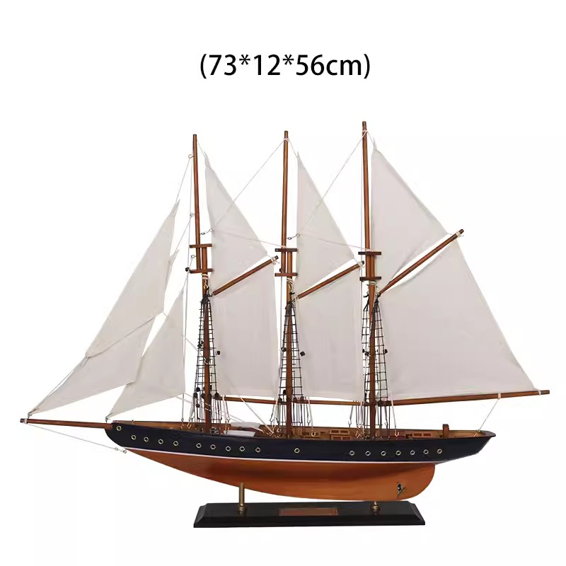 65cm航海アンティーク大西洋木製帆船模型スケールモデル船スクーナー