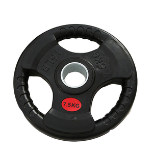 Discos de Pesas de Hierro Fundido Recubiertos de Goma con Tres Agarres, Compatibles con Barras Universales, Tamaños Estándar para Gimnasio en Casa - Product Image 4