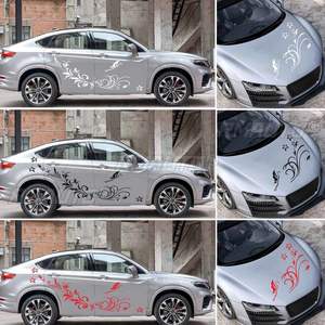 Juego de 3 pegatinas para carrocería de coche, pegatinas para cubierta de motor, diseño de mariposa y flor, calcomanías gráficas grandes, decoración - Product Image 2