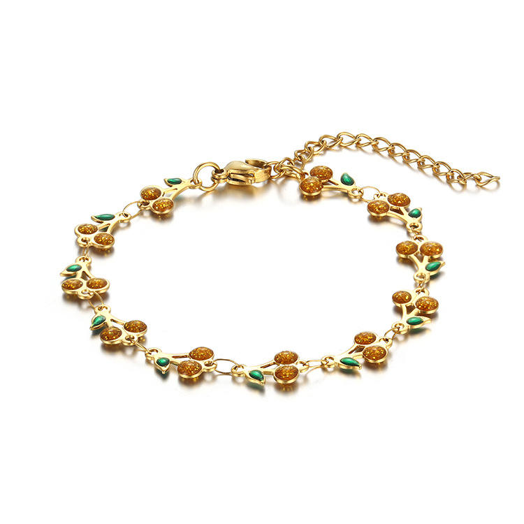 สร้อยข้อมือเชอร์รี่สีเหลือง