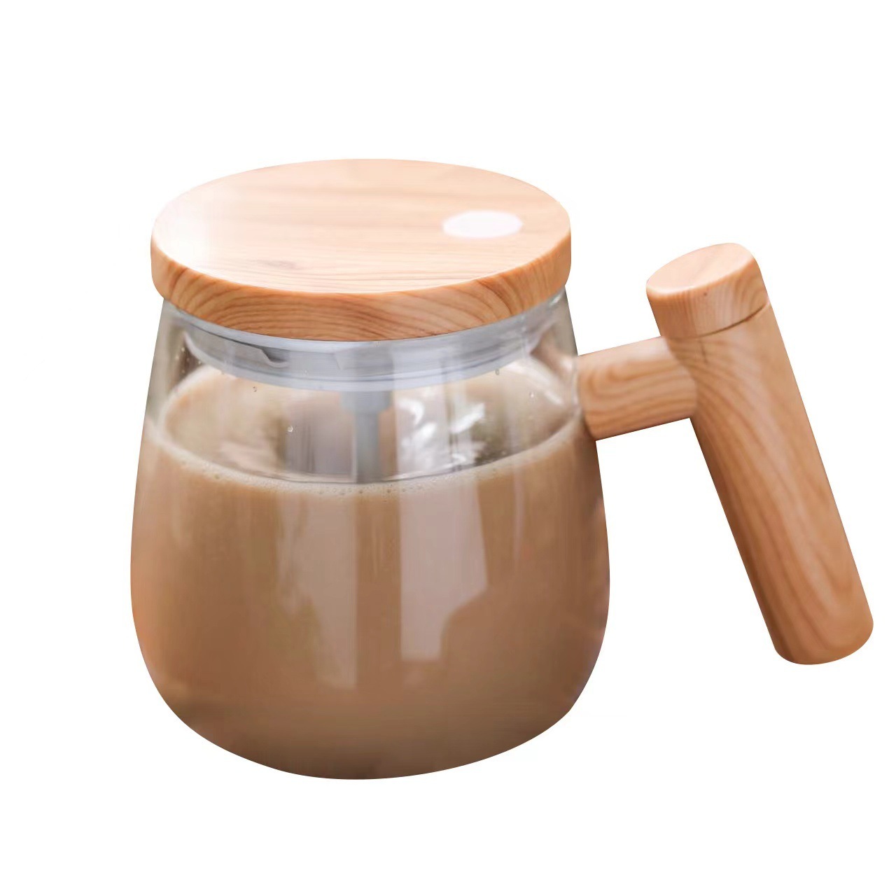 Version alimentaire en verre borosilicate haute qualité, motif bois d'érable, à piles.