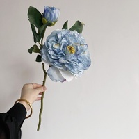 Grandes pivoines artificielles luxueuses, style peinture à l'huile vintage, pour la décoration de salon, accessoires photo