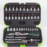 Juego de Llaves de Trinquete Profesional de 53 Piezas, de Acero al Cromo Vanadio Verde y Negro, con Estuche de Almacenamiento OEM, Universal para Mecánicos, Reparación de Automóviles y Talleres