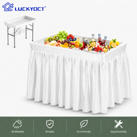 Table pliante en plastique LuckyOCT de 1,2 m avec glacière intégrée, drain et jupe amovible – Mobilier de repas extérieur moderne