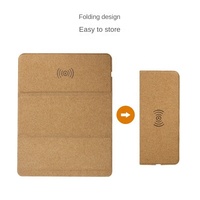 Tapis de souris de recharge sans fil en matériau de liège écologique Support de téléphone pliable avec interface Type-C 15W pour les appareils iPhone Android