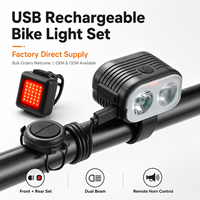 Nouveau phare et klaxon 2-en-1 pour vélo électrique, phare avant et feu arrière rechargeables pour VTT avec klaxon, conception universelle, batterie 320 mAh