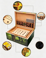 Humidor à cigares de luxe en bois de cèdre écologique, résistant à l'humidité, portable, style américain, carré, grande capacité, avec hygromètre et humidificateur