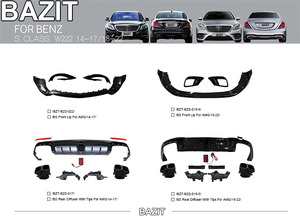 Classe <span class=keywords><strong>S</strong></span> W222 BS diffusore posteriore con punte nere BS AMG labbro posteriore per BENZ - Product Image 2