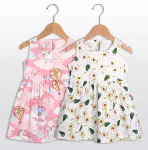 Kid Floral Cotton Girls Kleider Summer Girl Kleidung Weiches ärmelloses Kleid Mini Pattern Chiffon Printed SN für Mädchen Kinder