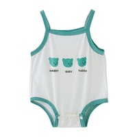 Barboteuse d'été fine à bretelles sans manches pour nouveau-nés en soie glacée, motif ours, style triangle