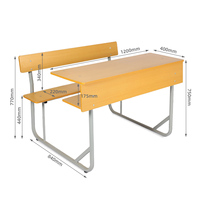 Chaises et tables d'école double places personnalisables pour adolescents, en MDF 18 mm, ensemble bureau et banc en bois pour étudiants