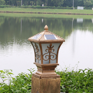 Aluminium Matériau Imperméable Fantaisie Porte Principale Carré Vintage Décoratif Extérieur Led Jardin Solaire Pilier Lumière - Product Image 4