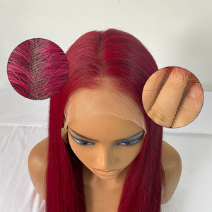 热门供应商 13x4 蕾丝前额假发 毛发切口整齐原生发 99j 酒红色假发 自然波浪未加工处女发 酒红色假发 - Product Image 4