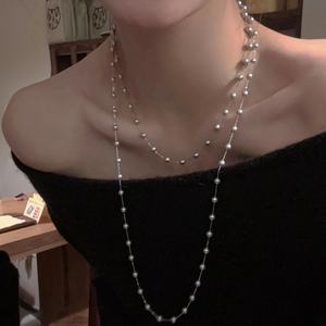 Nouveau collier double couche en perles artificielles pour femmes, collier superposé, mode exquise transfrontalière, chaîne en bambou sportive, luxe léger - Product Image 1