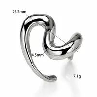 Massiver, unregelmäßiger, gedrehter, offener, verstellbarer Edelstahl-Mode-Ring, poliertes geometrisches Statement-Band für Damen zum täglichen Tragen