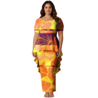 Vestido de Iglesia para la Noche, Estilo Tribal Polinesio, con Cola de Golondrina, Top y Falda, Conjunto de 2 Piezas para Mujer, Estilo Isleño, Puletasi Samoa, Ptaha Puletaha