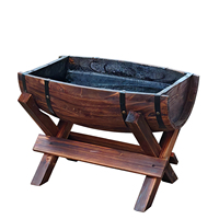 Support de pot de fleurs en bois demi-baril en chêne antique 80cm support de plante hydroponique support de plante de jardin surélevé