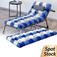 Lit de camping pliable portable avec cadre en aluminium, chaise longue inclinable, lit simple avec coussin pour la plage, le patio, le jardin, le repos en plein air