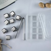 8 Cubes de congélation en pierre à whisky, pour Bar, Restaurant, glace réutilisable en acier inoxydable, avec Tongs et plateau de rangement