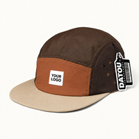 Casquette de baseball unisexe légère en nylon à 5 panneaux, avec blocs de couleur contrastants, étiquette tissée personnalisée, style streetwear, réglable, type camper