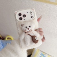 Coque arrière en peluche d'hiver, douce et moelleuse, pour iPhone 11 12 13 14 15 16 17 18 Pro Max Plus